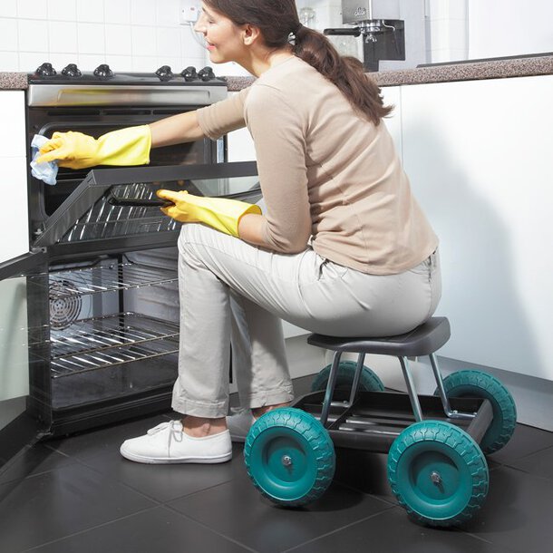 Rolling Utility Stool with Storage Tray